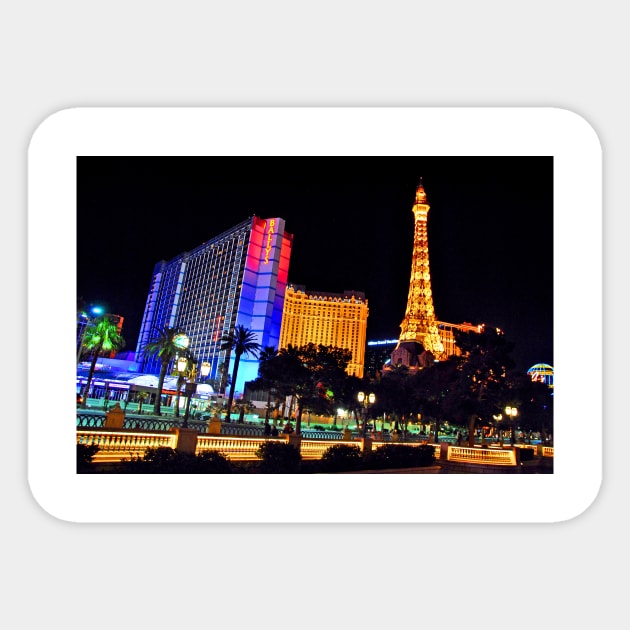 Eiffel Tower Paris and Ballys Hotel Las Vegas America Sticker by AndyEvansPhotos